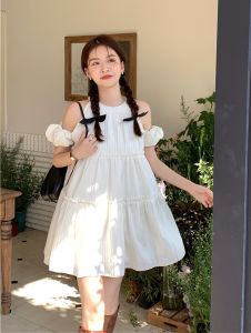 หูไม้ Pure Desire กระโปรงสั้น เดรส ผู้หญิง ฤดูร้อน 2024 ใหม่ หลวม High-end ทรงเอ Princess Wind เดรส Es แขนกุด Crewneck