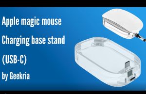 Geekria Mouse Charging Station Acrylic Mouse Charging Dock Mouse Stand Compatible with Apple Magic Mouse (USB-C) Magic Mouse Accessorie (Transparent)
