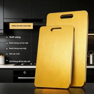 XIAOTIANLAI | Bộ Thớt 2 Món Bằng Thép Không Gỉ Mạ Vàng Chống Dính Thân Thiện Với Môi Trường Hai Mặt Dễ Vệ Sinh Hình Chữ Nhật