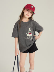 Áo Thun Trẻ Em in Họa Tiết Hoạt Hình Mùa Hè Cotton Dáng Rộng Tay Ngắn Cổ Tròn in Hình Chú Chó Dễ Thương Cho Bé Gái