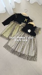 0-6 Tahun Dress Mamba Tutu Tulle Premium Black Gold
