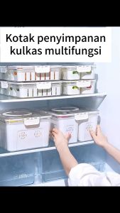 WuLitt Kotak Penyimpanan Kulkas Gesel Ganda & Rak Dapur Portabel