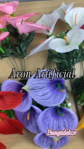 Bunga Aron Panda Cabang 5 calalily-Bunga Anturium Acc Cabang 5 Artificial - Hiasan Dekorasi Plastik Pernikahan Premium- Bunga Hias