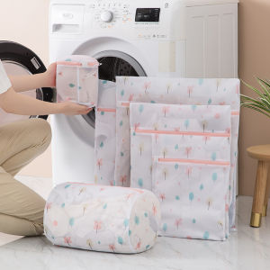 ถุงซักผ้าตาข่ายน่ารักพิมพ์ถุงซักผ้าสําหรับเครื่องซักผ้าเสื้อผ้าOrganizerชุดชั้นในBraตะกร้าทําความสะอาดหลายขนาด