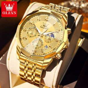 นาฬิกา OLEVS สำหรับผู้ชายนาฬิกาโครโนกราฟ2025ใหม่สไตล์แฟชั่นกันน้ำนาฬิกาควอตซ์ลูมินัสรับประกัน1ปี