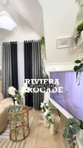 Per Pc!! Premium BROCADE SEMI-BLOCKOUT Riviera Gray - Charcoal Modern Home Elegant Ring Curtains 5-8FT