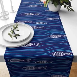VIKAMA Seaside Cottage Chủ Đề Đại Dương Mùa Hè Khăn Trải Bàn Polyester Không Dệt Chống Thấm Nước Chống Dầu Nhà Hàng Trang Trí Nhà Bếp