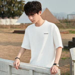 Áo Thun Nam Tay Ngắn Mùa Hè Thường Ngày Bằng Vải Lụa Băng Cổ Tròn in Họa Tiết Thời Trang Thường Ngày Tay Ngắn