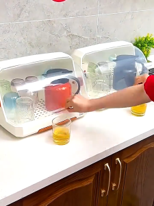Ston Kitchenware Dish Rack Cup Holder Kitchen Organizer Storage Rack with Cover Dust-proof  Organizer Kitchen Storage