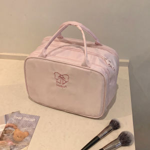 FUSHIXIONG | Mint Green Polka Dot Large Capacity Waterproof Three-compartment Cosmetics Bag