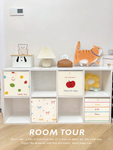 Colorful Cartoon Fabric Toy Storage Box Drawer Style Living Room Grid Cabinet Storage Basket Oxford Cloth Organizer Box