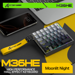 ATTACK SHARK | M36HE ATTACK SHARK Hall Effect Mechanical Gaming Keyboard 8K Return Rate 0.1ms PBT Keycaps Web and PC Driver RGB Backlit Wired