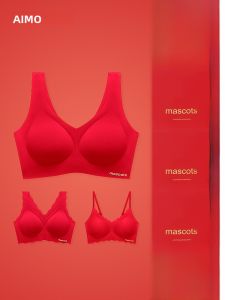 AIMO | Earse Red Underwear Set For Women Dragon Year Seamless Bra And Panties Gift Box Gathered Style Nylon Fabric All Seasons Use