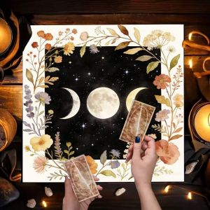Three Phase Moon Wildflower Double Snake Lotus Tree of Life Altar Cloth Tarot Card Tablecloth Wika Astrology Divination Card Pad