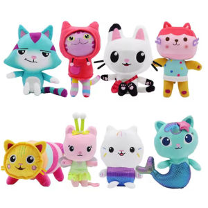 Bandai | %# Gabby Dollhouse Plush Toy Mercat Cartoon Stuffed Animals Smiling Cat Car Cat Hug Gaby Girl Dolls Kids Birthday Gifts