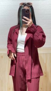 4853 Wendy Collar Long One Set Santai Formal Wanita