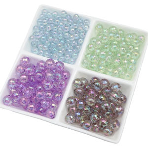 20Pcs/bag 8/10/12mm 96 Side Earth Bead Colorful Acrylic Loose Beads for DIY Earring Necklace Bracelet Making Accessories