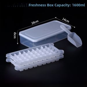 Large Ice Cube Trays Plastic Kitchen Tools for Home And Commercial Use Ice Maker for Refrigerator Storage Ice Making Device