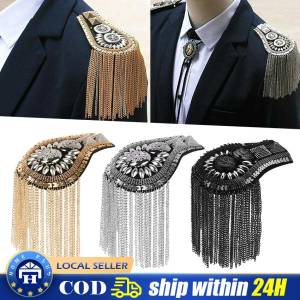 【Local Delivery】 1PC Fringe Epaulets Shoulder Epaulette Vintage Epaulettes Epaulet Handmade Tassel Chain Epaulet Shoulder Boards Badge Brooch Suit Accessories