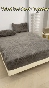 Thick Milk Velvet Bed Sheet Cover Fitted Bed Sheet Garterized Design Single/Double/Full/Queen/King Size