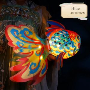 Mid-Autumn Festival Lantern Diy Portable Luminous Antique Glass Fish Lantern Handmade Intangible Cultural Heritage PVC Lantern