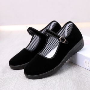 Beijing Ladies สีดำ รองเท้าทํางาน กันลื่น รองเท้าเดี่ยวรองเท้าสําหรับโรงแรมรองเท้าแม่เต้นรํารองเท้าผ้าแบบดั้งเดิมสําหรับผู้หญิง