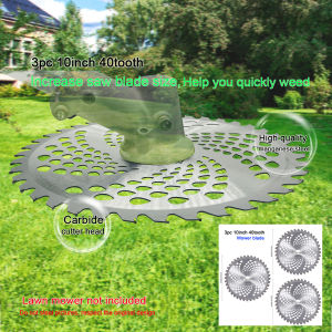 3Pc 10Inch 40-Tooth Circular Lawn Mower Blade Hardened Blade Head Is More Durable Can Quickly Remove Weeds over a Large Area Quickly Cut Thick Branches Suitable for Garden Pruning Garden Mowing Cutting Thick Branches of Shrubs Garden Tool Access...