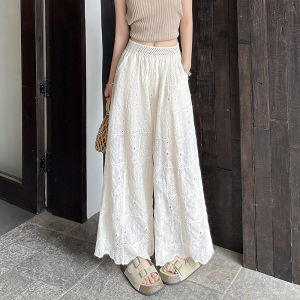 La Chapelle | Lace Hollow Out High-Waisted Slimming Loose Fit Cropped Pants