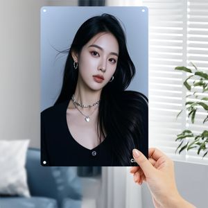 Elegant Woman Face Vintage Metal Wall Art Sign - Minimalist Black Iron Poster