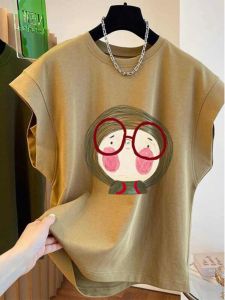 Áo Thun Cotton Tay Ngắn Mùa Hè Thiết Kế Hoạt Hình Cho Bé Gái Vai Áo Cotton Nguyên Chất Thời Trang Thường Ngày Phong Cách Hàn Quốc