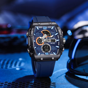 SMAEL | SMAEL 8109 New Mens Square Dual Display Sport Watch - 50M Waterproof Luminous Alarm Chrono Dual Time Multi-Color Silicone Strap