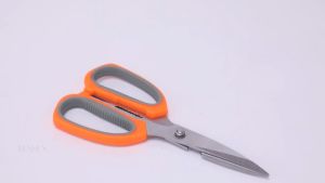 Orange Stainless Steel Kitchen Scissors Multi-Purpose 7-Shaped Kitchen Scissors Chicken Bone & Fish Bone Kitchen Scissors