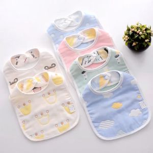 Soft absorbent 100% Cotton Snap U shaped Bibs for Baby Breathable Adjustable Bib for Newborn Feeding Bib for Kid Cloth Saliva Towel Baby Teething Bandana Bibs
