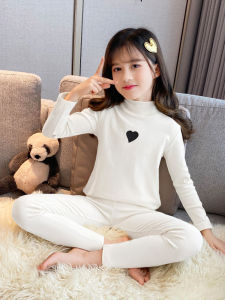 Girls Thermal Underwear Set Cotton Half High Collar Two Piece Suit Childrens Winter Warm Clothes Breathable Moisture Wicking