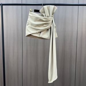 Design Sensation Small Audience French Elegance Grapefruit MM2025 Spring Summer Gored Skirt Wrap around Butterfly Knot Sash Bodycon Mini Dress