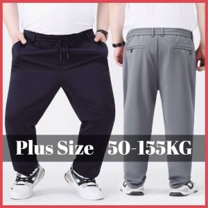 50-155KG Men Plus Size Business Casual Long Suit Pants Man Oversized Elastic Straight Thick Formal Trousers