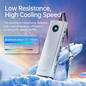 ORICO USB C Hub 4K60Hz Docking Station USB 3.0 HDMI DP1.4 PD100W Adapter SD TF Splitter For Laptop Tablet USB Port Extension for Laptop USB Hub Hdmi