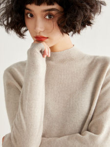 Seamless Cloud Mountain Cashmere Sweater Womens Half High Collar Knitted Base Layer Overhead Thin Autumn Winter Inner Wear