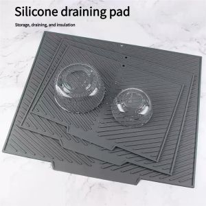 New Food-grade silicone Dish Drying MatKitchen Anti-slipDrain PadSoft Heat-resistantFoldable and Not Easy to store Deform