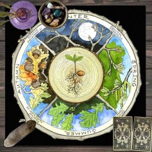 VIKAMA Vàng Đen Pentagram Tarot Khăn Trải Bàn Huyền Bí Bói Toán Bàn Thờ Vải Bốn Yếu Tố Tâm Linh Trang Trí Chống Thấm Nước Có Thể Giặt Bằng Máy