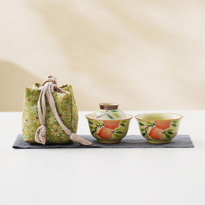 Bộ Trà Cầm Tay Vẽ Tay Hoa Mận Tím Một Người Bộ Trà Du Lịch Cầm Tay Bộ Trà Ngoài Trời Hộp Đựng Trà Bao Đựng