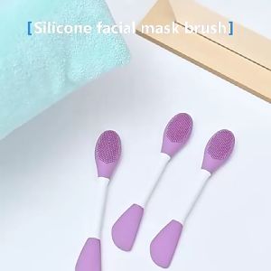 2 In 1 Silicone Facial Cleansing & Mask Brush Tool Scrub Pore Blackhead Deep Cleaning Silicone Facial Mask Brush  Cleansing Mask Applicator