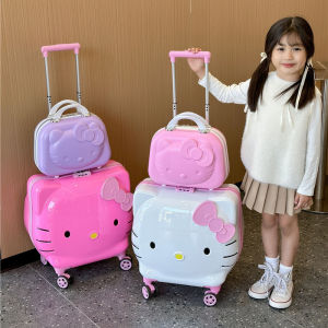 New 14+20 Inch Carrier 2 Piece Kids Girl Pink Cabin Travel PC Suitcase Sets With Wheels Trolley Roller Luggage Cosmetic Bag Boarding Case Free Shipping