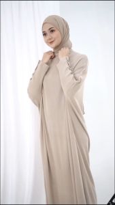 KRB Gamis Batwing Kancing Anti Karat Lesti Gamis Lebaran Rajut Maroon