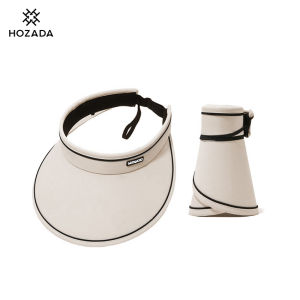 HOZADA Women Sun Cap Sun Visor Hat Foldable Empty Top Hat Casual Sport Sun Hats Portable Beach Cap Large Brim Cap Sun Protection Cap UV Protection Straw Hats With Windproof Rope for Outdoor Travel