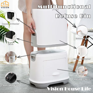 Vision Double-layer Sorting Garbage Can Japanese Dry-Wet Sorting Trash Bin Kitchen Stackable Classified Garbage Can