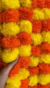 Artificial Marigold Flower Garlands 4.5-5ft Super Fluffy  for Home Temple Wedding Festival Pooja Decoration Marigold Diwali Haldi Mehndi Traditional Indian Wedding Backdrop Housewarming Decor