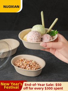 NUOXIAN | Disposable Oval Paper Bowl for Packaging Desserts