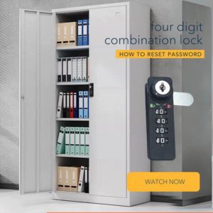 4-Digit Digital Combination Lock with Keys for Drawer/Desk Security - Black