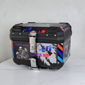 Top Box Motorcycle 36/45 Liters Hard Plastic Alloy Top Box With Back Rest Lining Bracket Helmet Box Dual Lock Metal Base